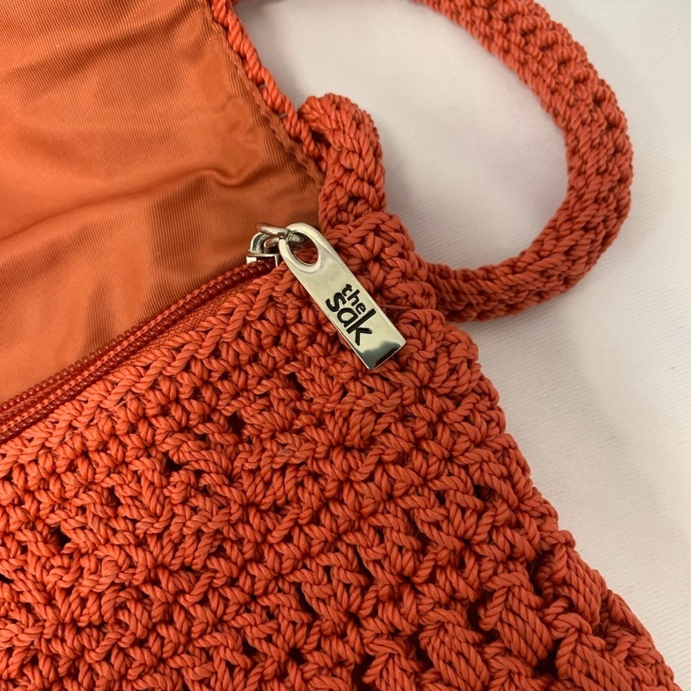 The Sak Crocheted Mini Soft Fully Lined Crossbody Shoulder Bag Orange - Picture 3 of 14